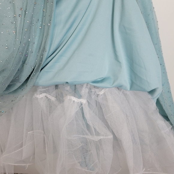 NWT TLC Say Yes Juniors Rhinestone-Embellished Mesh-Waist Gown in Seagreen 13/14 - Picture 14 of 15
